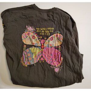 Natural Life XL Butterfly Your Wings Already Exist Long Sleeve T-Shirt Boho